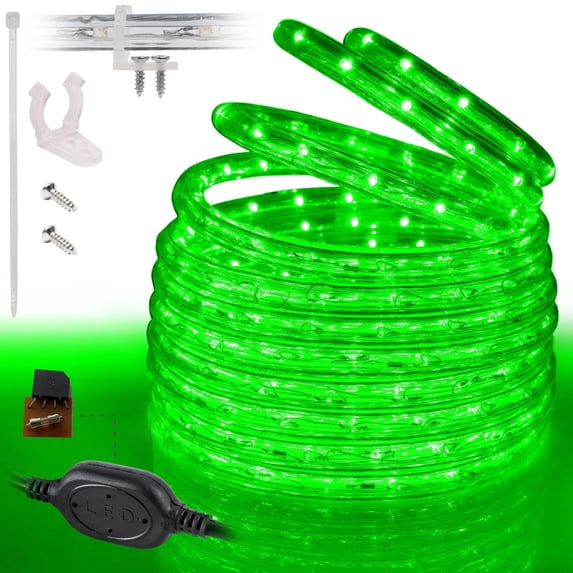 West Ivory 10ft Green LED Rope Lights, Connectable Outdoor Permanent Waterproof Accent Exterior Lighting, Transparent PVC Case, ETL Certified, Holiday, Backyard Patio, Home Garden, Decorative