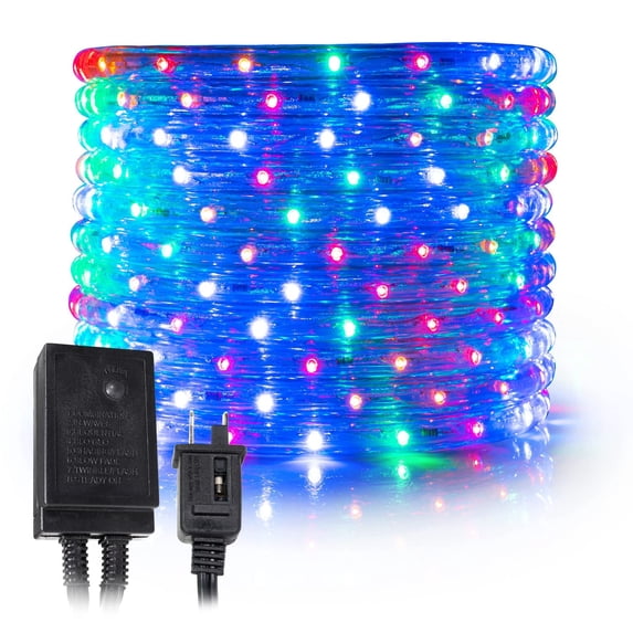 West Ivory 108LEDs, 10ft Colorful LED Rope Light w/ 8 Mode 1/2" Thick, Controller Connectable Outdoor Permanent Waterproof Accent Exterior Lighting, ETL Certified, Holiday Christmas Backyard Decor