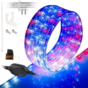 West Ivory 10ft USA American Red White Blue, Outside LED Rope Lights, Connectable Outdoor Permanent Waterproof Accent Exterior Lighting, Transparent PVC Case, ETL Certified, Backyard Patio, Garden