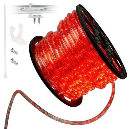 West Ivory 1656LEDs, 150ft LED Red Rope Light, Connectable Waterproof Permanent Outdoor Clear PVC Tube, ETL Certified, Christmas Trees Holiday Decorative Landscape Backyard Patio Accent Lighting