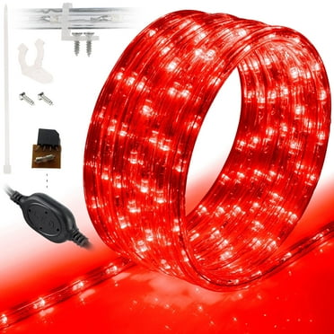 West Ivory 216LEDs, 20ft Red Outside LED Rope Light, Connectable Outdoor Permanent Waterproof Accent Exterior Lighting, PVC Case, Holiday, Backyard Patio, Home Garden, Decorative