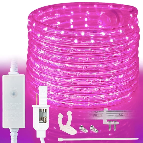 West Ivory 2286LEDs, 2x150ft Pink LED Rope Light w/ 8 Mode, Connectable Outdoor Permanent Waterproof Accent Exterior Lighting, Safety Fuse, PVC Case, Holiday, Backyard Patio, Garden, Decorative
