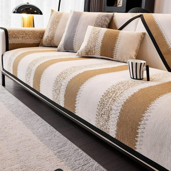 West Ivory - 28” x 28” Inch Chenille Couch Cover for Sofa Seat - Protect Your Furniture, Anti-Scratch, Pet-Friendly Cushion Covers, Easy-to-Clean, and Perfect for Any Decor - Coffee