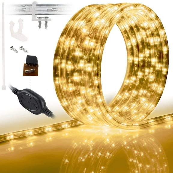 West Ivory 3/8" (20' feet) WARM WHITE LED Rope Lights 2 Wire Accent Holiday Christmas Party Decoration Lighting (10', 20', 25', 50', 150' ft option)| ETL Certified