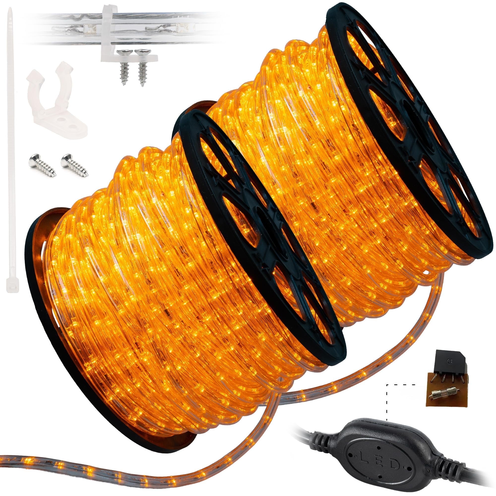 West Ivory 3312LEDs, 300ft Orange LED Rope Light, Connectable Outdoor ...