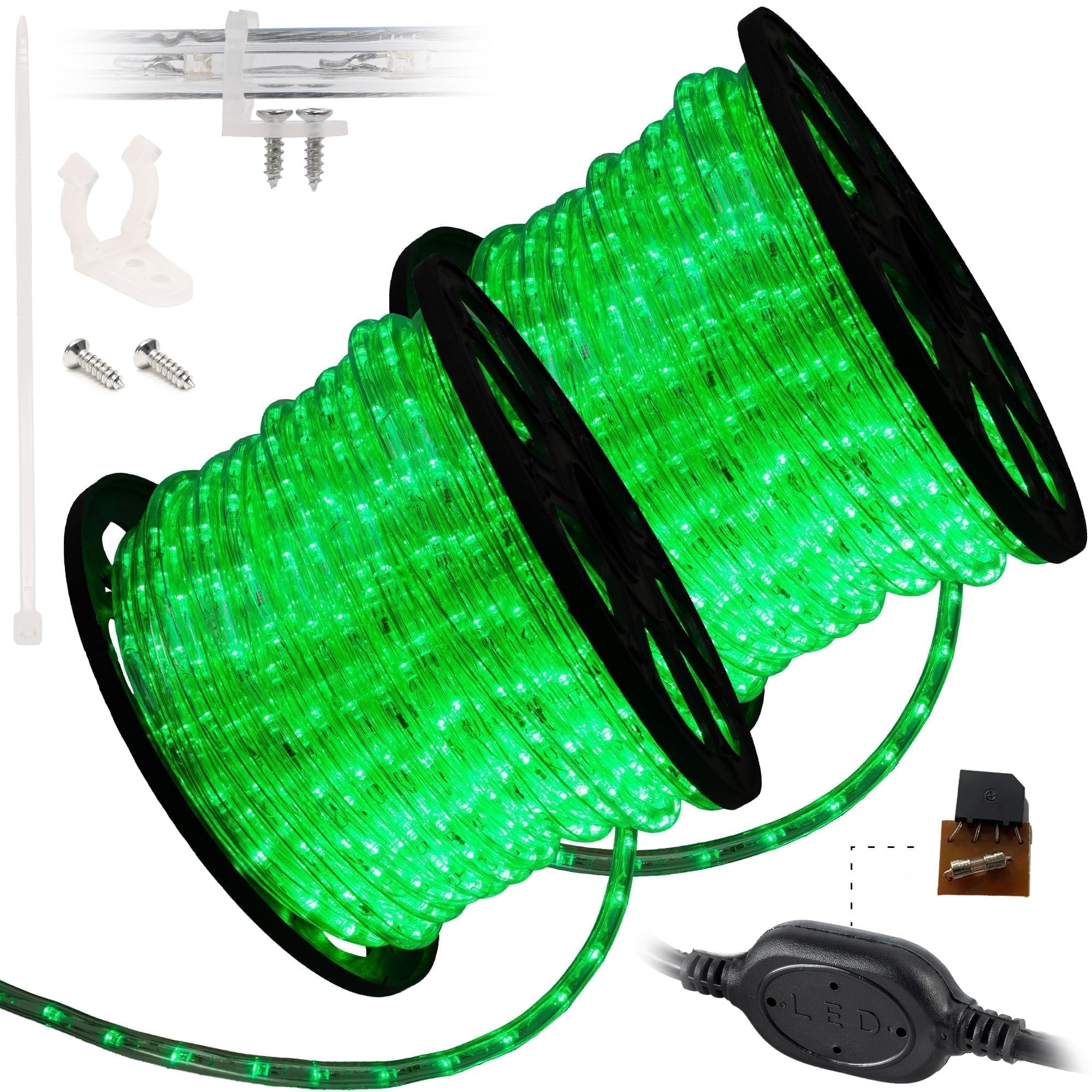 West Ivory 3312LEDs, 300ft LED Outside Rope Lights, Waterproof Permanent Outdoor ETL Certified Connectable Clear Tube, Christmas Palm Tree Holiday Decorative Landscape Patio Accent Lighting - Green