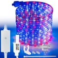 thumbnail image 1 of West Ivory 381LEDs, 50ft USA American Red White Blue, Outside LED Rope Light, 8 Modes, Connectable Outdoor Permanent Waterproof Accent Exterior Lighting, PVC Case, Backyard Patio, Garden, Decorative, 1 of 7