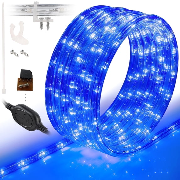 West Ivory 576LEDs, 50ft Blue LED Outside Rope Lights, Waterproof Permanent Outdoor ETL Certified Connectable Clear Tube, Christmas Palm Tree Holiday Decorative Landscape Patio Accent Lighting