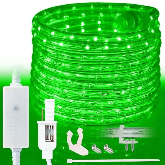 West Ivory 76LEDs, 10ft Green LED Rope Light, Connectable Outdoor Permanent Waterproof Accent Exterior Lighting, PVC Case, ETL Certified, Holiday, Backyard Patio, Home Garden, Decorative