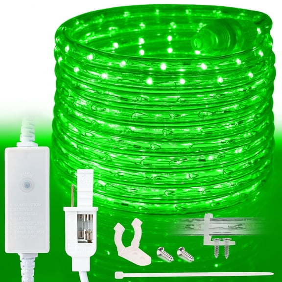 West Ivory 76LEDs, 10ft Green LED Rope Light, Connectable Outdoor Permanent Waterproof Accent Exterior Lighting, PVC Case, ETL Certified, Holiday, Backyard Patio, Home Garden, Decorative