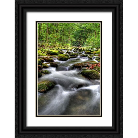 West, James 23x32 Black Ornate Wood Framed with Double Matting Museum Art Print Titled - Smoky Mountain Tranquility