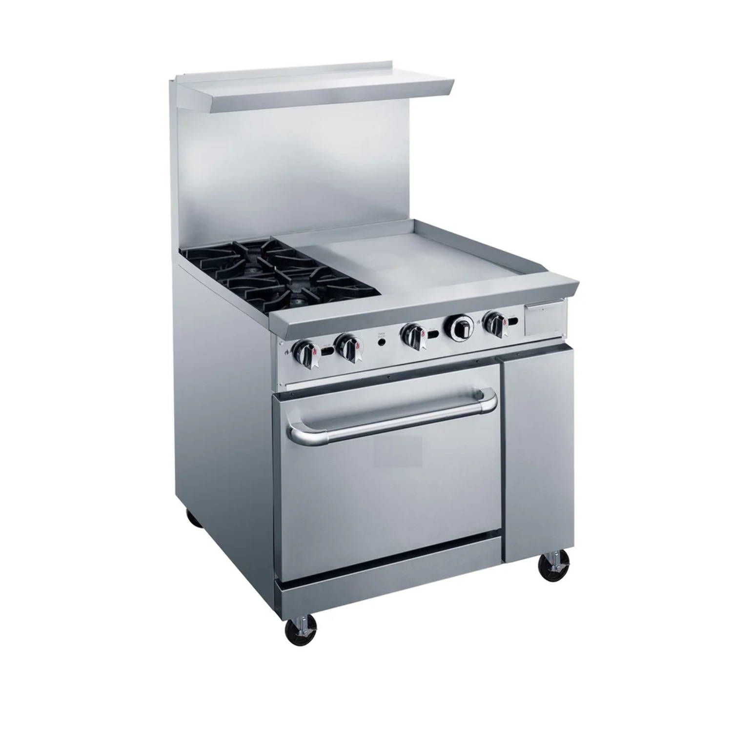 West Kitchen WCR36-2B24GM 36 NG/LP Gas Oven Range with 2 Burners and 24 Manual Griddle