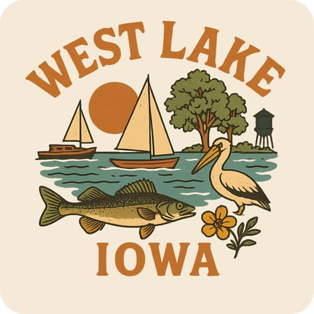 West Lake Iowa Keepsakes Souvenir Vinyl Sticker – Destination Travel Keepsake Collectible (3-Inches Wide)