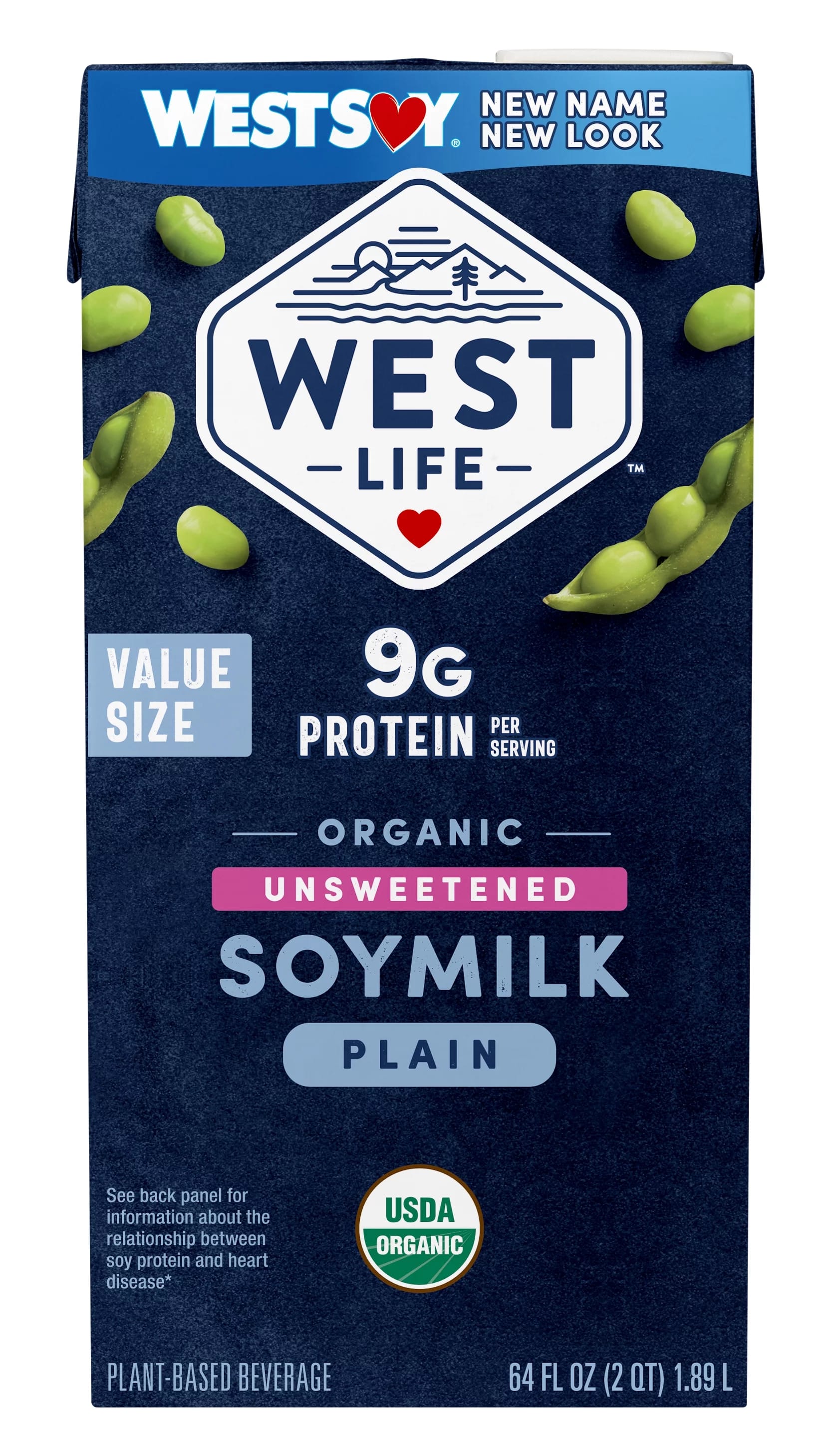 West Life Organic Original Unsweetened Soymilk, Shelf-Stable, 64 fl oz - image 1 of 7
