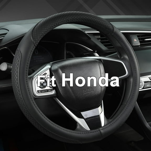 West Llama Customized Auto Car Steering Wheel Cover for Honda Accord Civic CR-V HR-V Pilot Fit Passport Odyssey 14.5-15inch(Black-Standard Size)