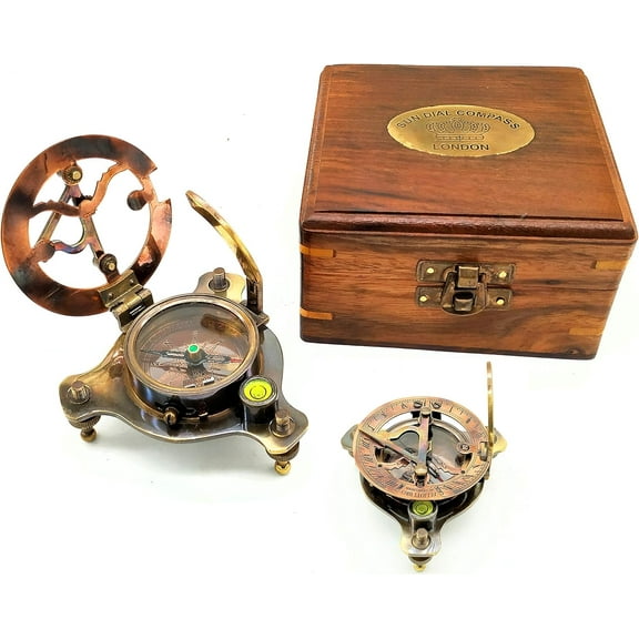 West London 2.5 Solid Brass Sundial Compass Vintage Nautical Decor with Adjustable Screw Legs