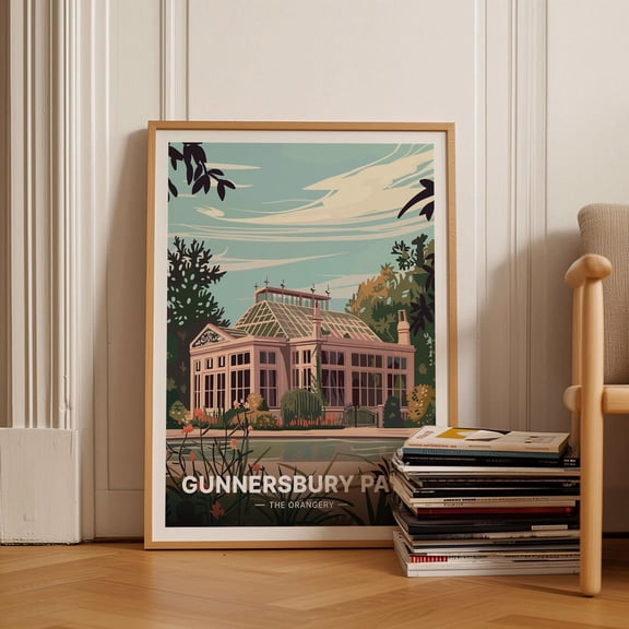 West London Travel Poster, Gunnersbury Park Museum Art, Art Deco Style, Architecture Wall Art For Home Decor, Acton, Chiswick Wall Art, Modern Wall Decor, 8x12 UNFRAMED