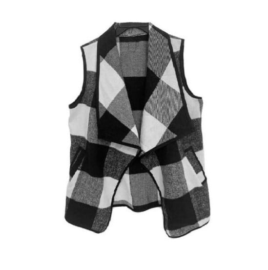 West Loop Buffalo Plaid Vest Women s Sleeveless Black and White Vest One Size