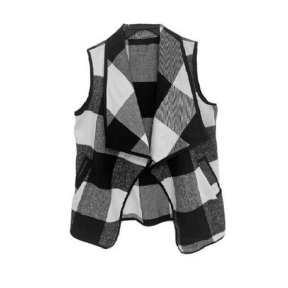 West Loop Buffalo Plaid Vest, Women's Sleeveless Black and White Vest, One Size