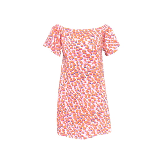 West Loop Coral Print Off The Shoulder Casual Dress, Large