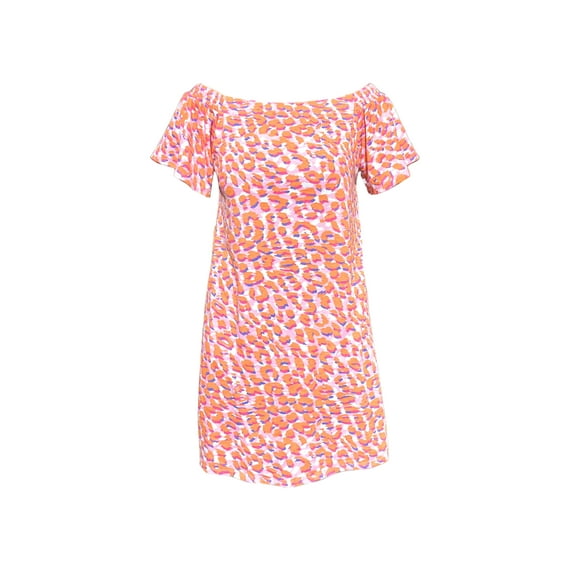 West Loop Coral Print Off The Shoulder Casual Dress, X-Large