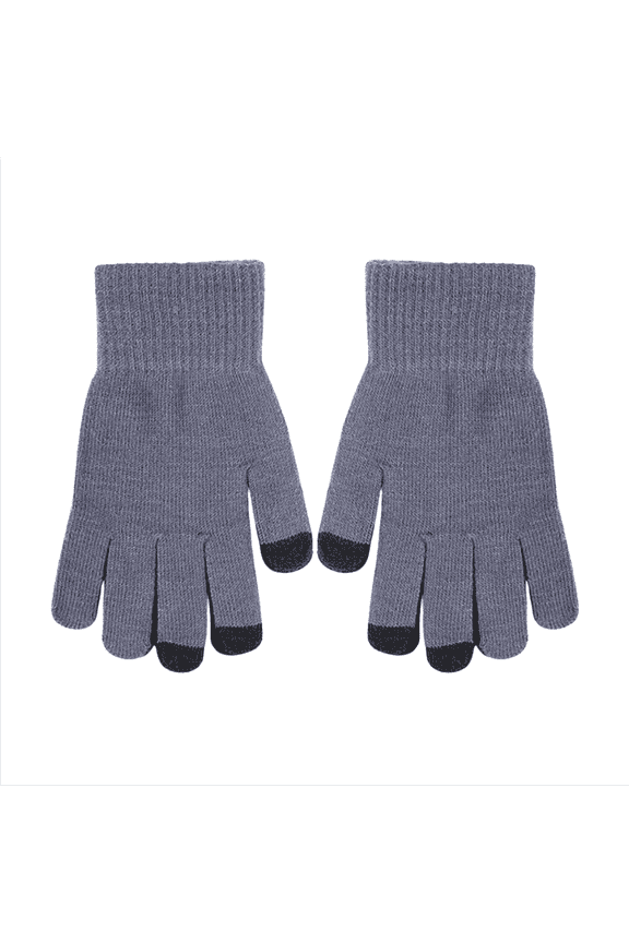 Unisex Texting Knit Gloves, Gray, One Size, 2 Pack