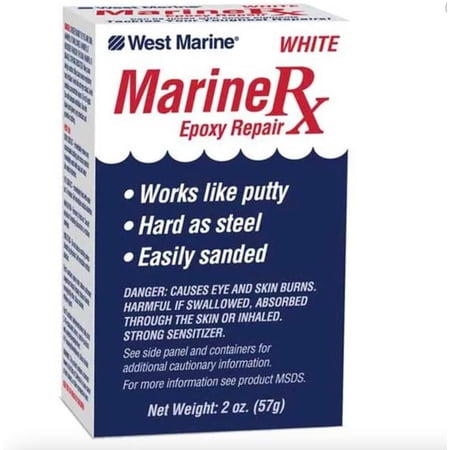West Marine Marine Rx Epoxy Repair Kit, 2 oz, Fast-Setting Waterproof Marine Epoxy for Fiberglass, Boats, Metal, Wood & Plastic Repairs, White