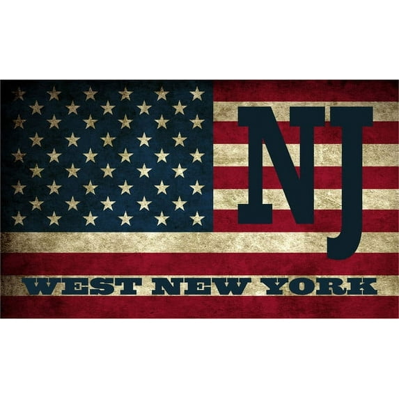 West New York NJ New Jersey Hudson County Vintage US Flag Decal Bumper Sticker 3M Vinyl 3" x 5"