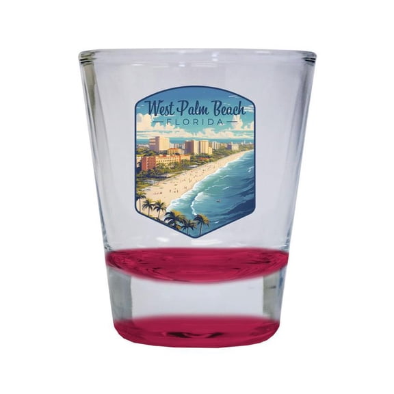 West Palm Beach Florida Design A Souvenir 2 oz Round Shot Glass Red
