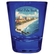 West Palm Beach Florida Design A Souvenir Full Color 2 oz Round Shot Glass Blue