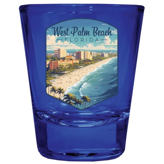 West Palm Beach Florida Design A Souvenir Full Color 2 oz Round Shot Glass Blue