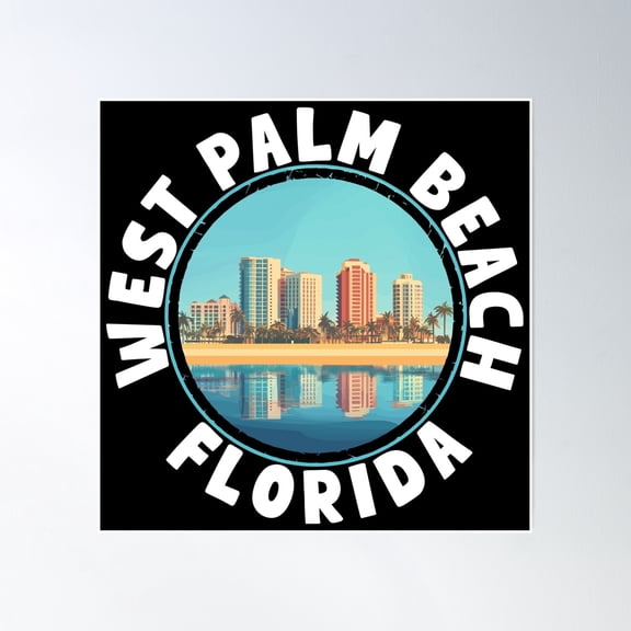 West Palm Beach - Florida (With White Lettering) Poster Wall Art, Modern Wall Decor, 16x16 UNFRAMED