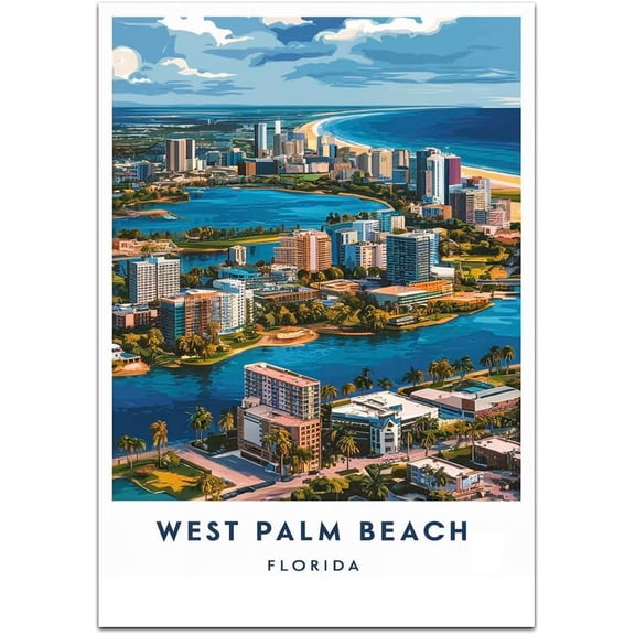 West Palm Beach Map Retro Style Travel Canvas, West Palm Beach Map Vintage Rustic Canvas Print, Home Office Wall Decoration, West Palm Beach Map Country Canvas Canvas ky5rdB