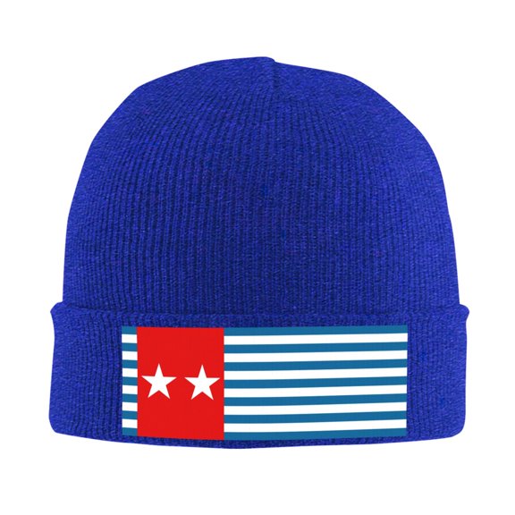 West Papua National Flag Beanie Hat Knit Hat Skull Cap for Men Women Winter Hat Blue