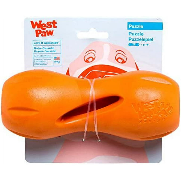 West Paw Zogoflex Qwizl Dog Puzzle Treat Toy – Interactive Chew Toy for Dogs  – Dispenses Pet Treats – Brightly-Colored Dog Enrichment Toy for Aggressive  Chewers, Fetch, Catch, Large 6.5, Tangerine 