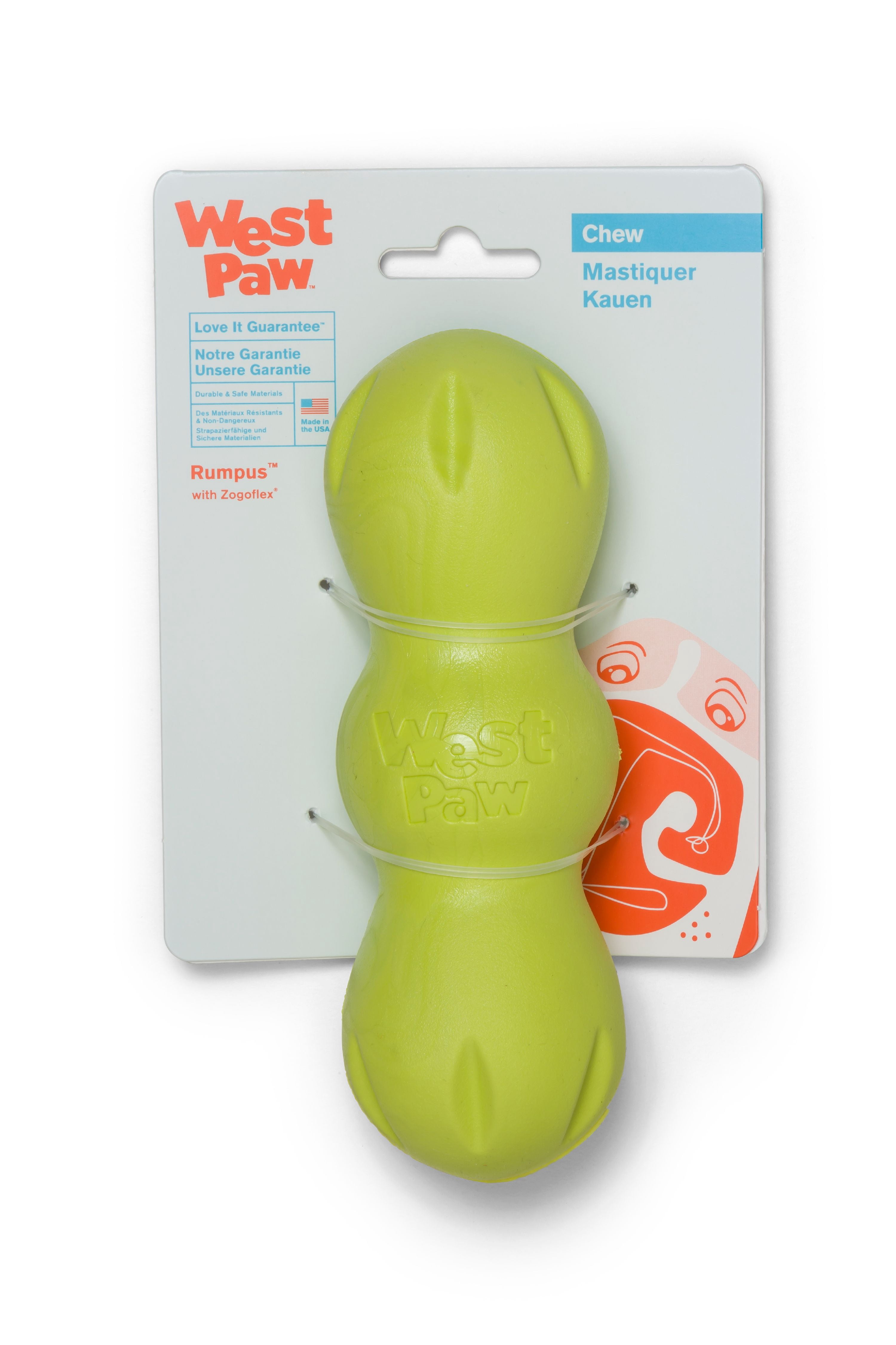 West Paw Zogoflex Rumpus Medium 6.25" Dog Toy Granny Smith