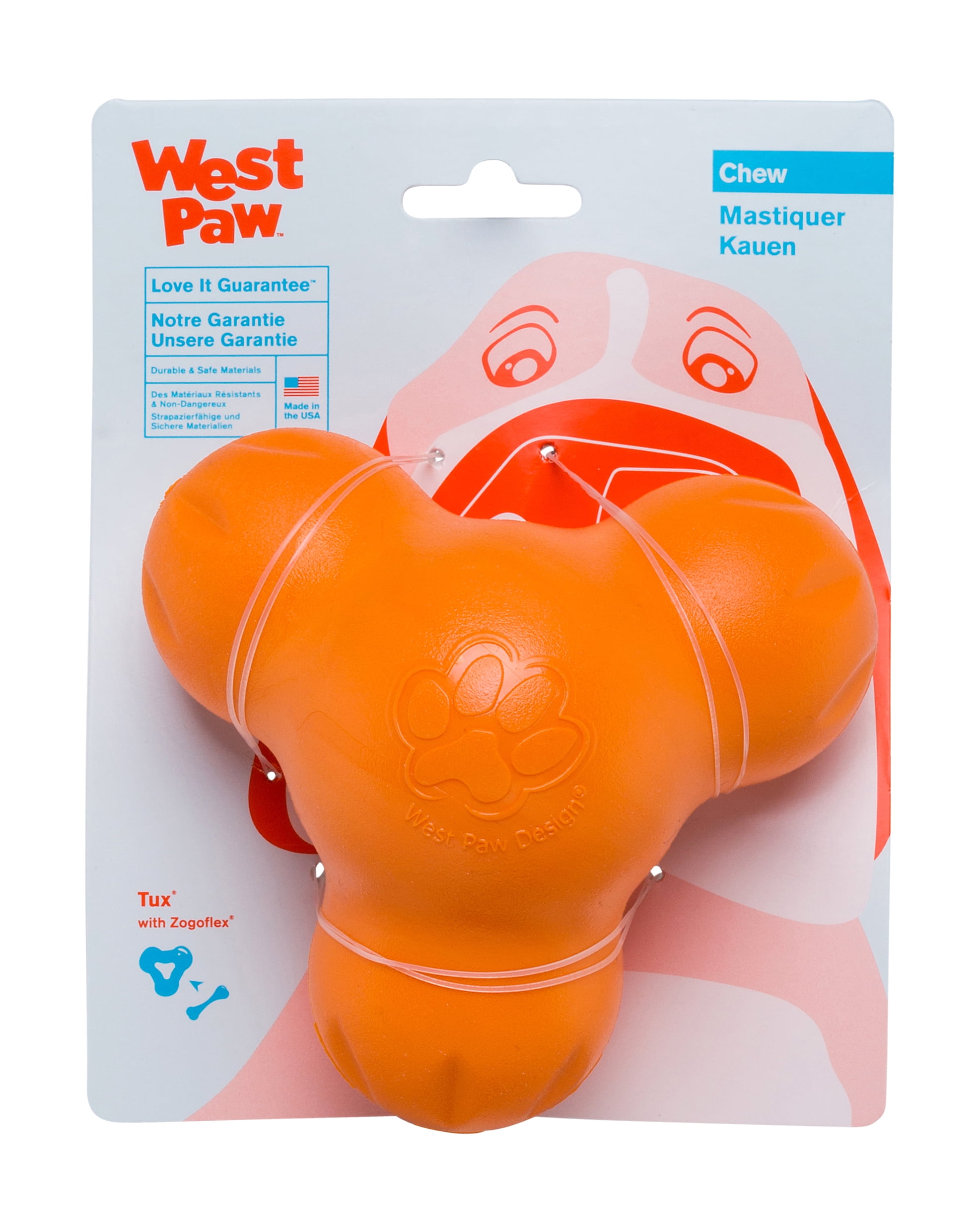 West Paw Tux Tangerine Dog Toy