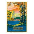 thumbnail image 1 of West Point - United States Military Academy - New York Central Lines - Vintage Railroad Travel Poster by Frank Hazell c.1920s - Master Art Print (Unframed) 13in x 19in, 1 of 4