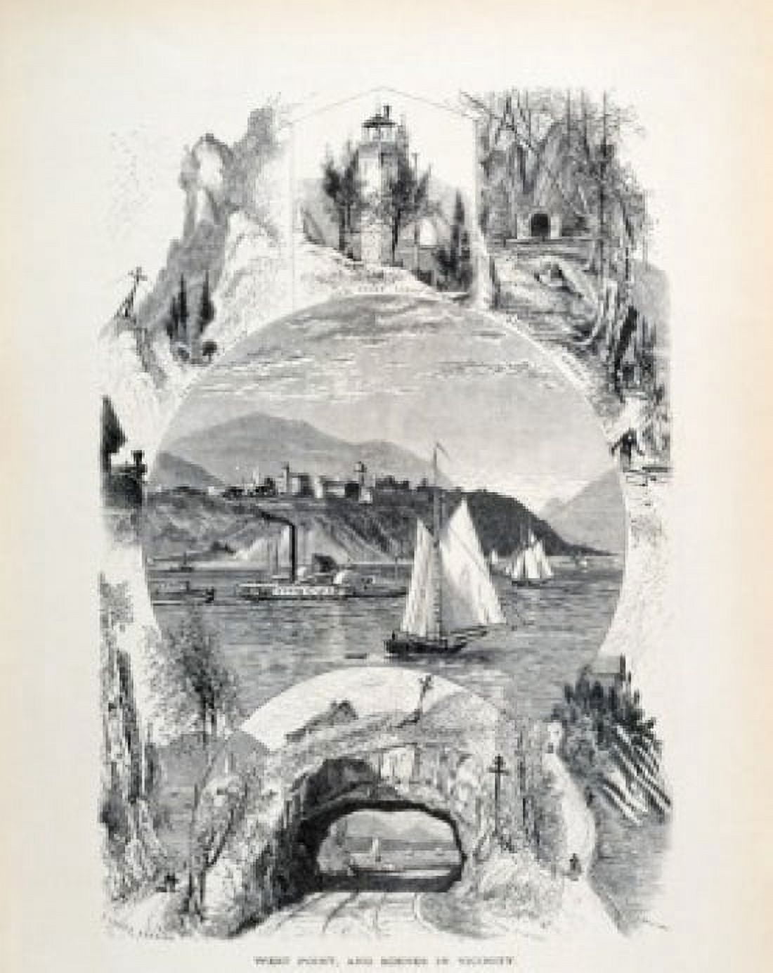 West Point and Scenes in Vicinity Artist Unknown Etching Canvas Art - (24 x 36)
