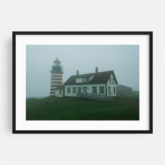 West Quoddy Head Lighthouse, Lubec - Lubec Maine Photography Black Framed Wall Art Print 20 x 30 inches