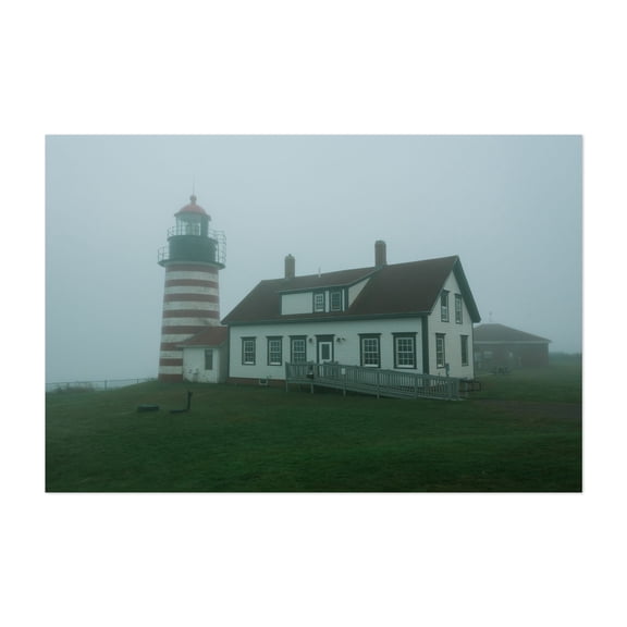 West Quoddy Head Lighthouse, Lubec - Lubec Maine Photography Lighthouse Coastal Architecture Landscape Rustic Scenic Unframed Wall Art Print 32 x 48 inches