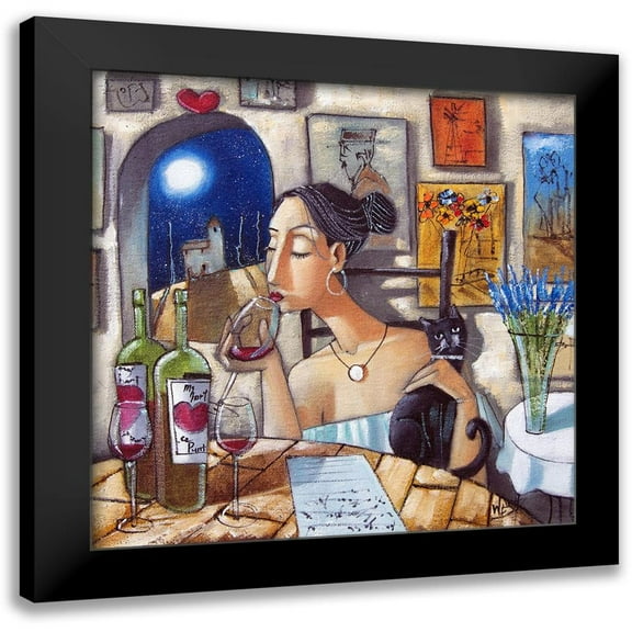 West, Ronald 12x12 Black Modern Framed Museum Art Print Titled - Lady and Cat II
