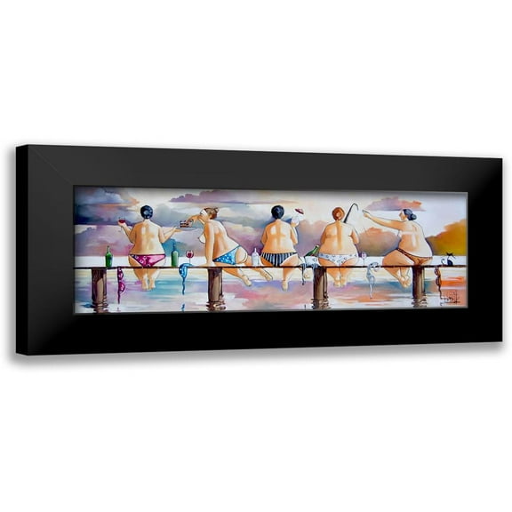 West, Ronald 14x7 Black Modern Framed Museum Art Print Titled - Fishing on the Jetty