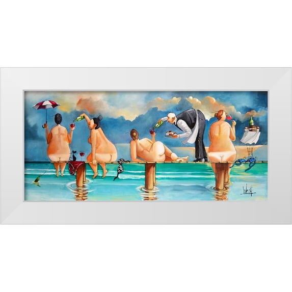 West, Ronald 14x9 White Modern Wood Framed Museum Art Print Titled - Ladies Afternoon II