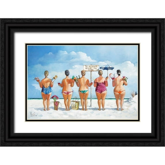 West, Ronald 18x13 Black Ornate Wood Framed with Double Matting Museum Art Print Titled - No Alcohol Beyond this Point II