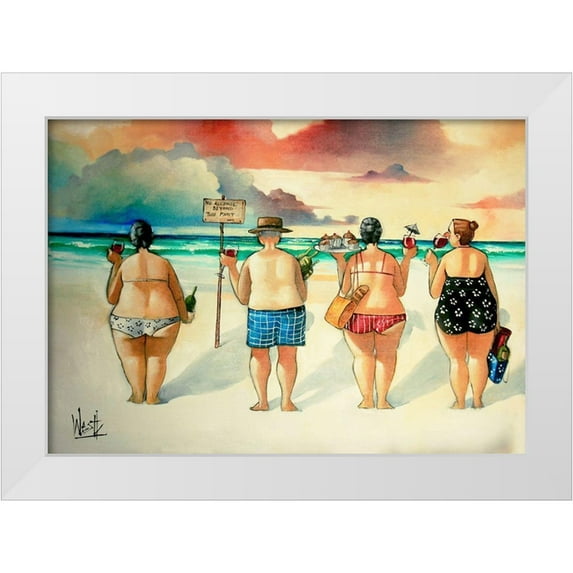 West, Ronald 18x14 White Modern Wood Framed Museum Art Print Titled - No Alcohol Beyond This Point I