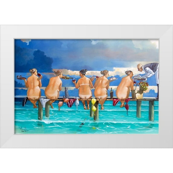 West, Ronald 32x22 White Modern Wood Framed Museum Art Print Titled - Wine on the Jetty