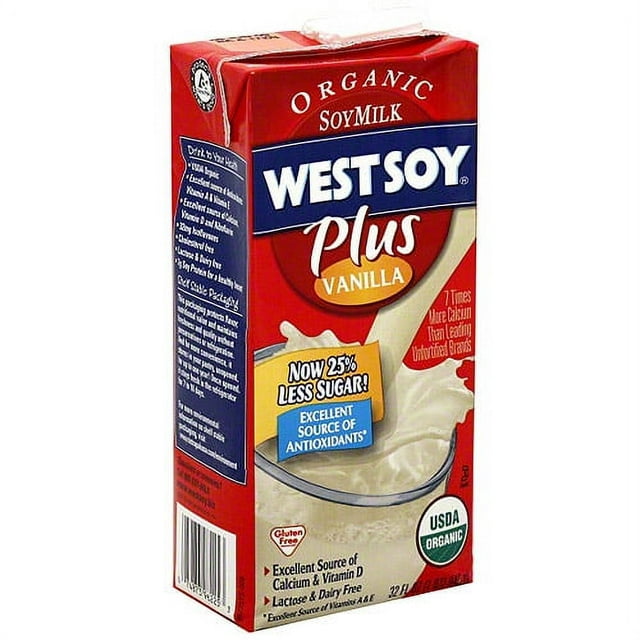 West Soy Organic Plus Vanilla Soymilk, 32 oz (Pack of 12)