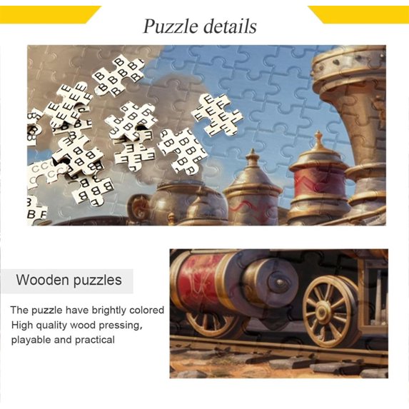 West Steam Train Jigsaw Puzzle, 1000 Pieces Paper Wood Composite Material Zigsaw with Storage Bag and Reference Picture Easy to Solve Family Game Creative Gift for Friends Parents Grandparents