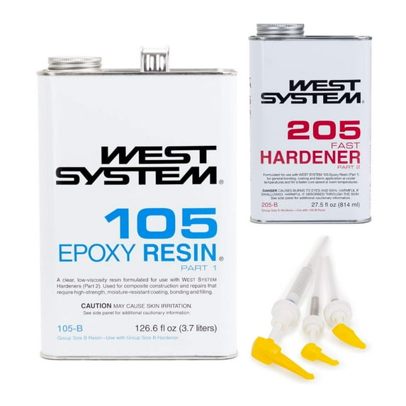 West System 105B Epoxy Resin with 205B Fast Epoxy Hardener & 300 Mini Pumps Set